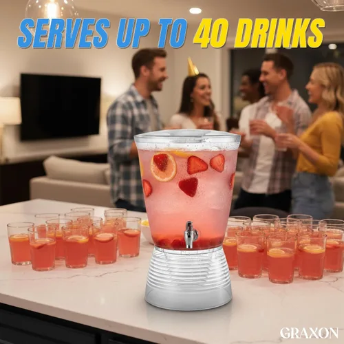 Vista 9 de Dispensador de bebidas para fiestas (2.5 galones), dispensador de agua de plástico grande para encimeras, sin ensuciar, fácil de montar y lavar