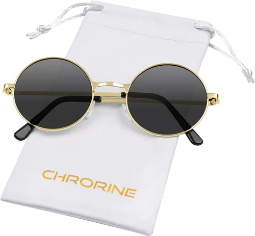 Vista 14 de CHRORINE Gafas de sol hippie redondas de los años 70, lentes retro para mujeres y hombres, accesorio de fiesta, festival, moda, gafas de sol vintage