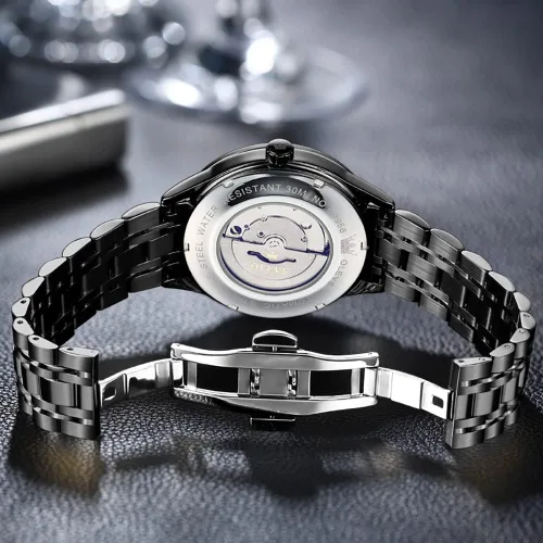 Vista 5 de OLEVS Reloj automático para hombre con calendario mecánico de cuerda automática, impermeable, de acero inoxidable, luminoso, de lujo, vestido
