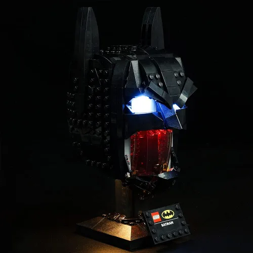 Vista 3 de Kit de iluminación LED solamente – Juego de luces diseñado para Lego Batman Cowl 76182 juego de bloques de construcción – El modelo no está incluido