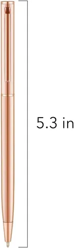 Vista 2 de Unibene Bolígrafos retráctiles metálicos delgados – Oro rosa, bonito regalo para uniforme de oficina, estudiantes, profesores, bodas, Navidad, punta