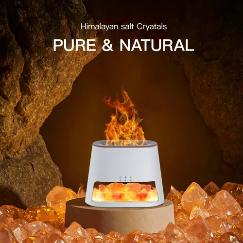Vista 2 de Lámpara de sal del Himalaya 2 en 1 y difusor ultrasónico de aceite esencial, difusor de aromaterapia, humidificador de niebla fría, lámpara