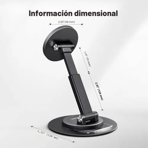 Vista 8 de UGREEN Soporte magnético para teléfono MagSafe, soporte de iPhone de altura ajustable para escritorio con rotación de 360° compatible con iPhone 17