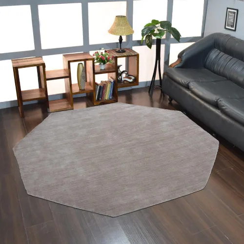 Vista 70 de Alfombras de área de lana anudadas a mano en telar, ecológicas - 10'x10', cuadradas, color aguamarina, diseño liso sólido, alfombras de área gruesas