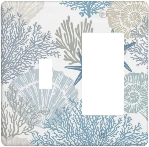 Vista 55 de Mid Century Morden Boho - Placa de pared para interruptor de luz dúplex de 1 banda, placa frontal decorativa eléctrica para receptáculo para baño