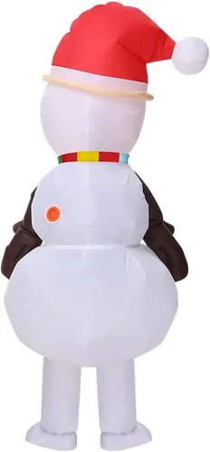 Vista 7 de ZISUEX Disfraz inflable de muñeco de nieve blanco para disfraz de Halloween, disfraz de fiesta