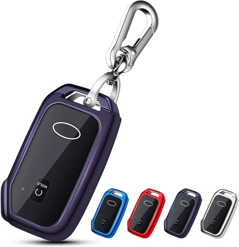 Vista 14 de QBUC Funda para llavero KIA, funda para llavero con llavero para Kia Ceed Cerato Forte, etc. (1 botón o no solo en la superficie frontal) (azul)