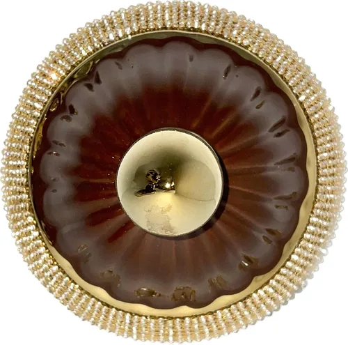 Vista 4 de Sopera de santo Yoruba Oya marron con acentos dorados./ Sopera Oya marrón con detalles dorados