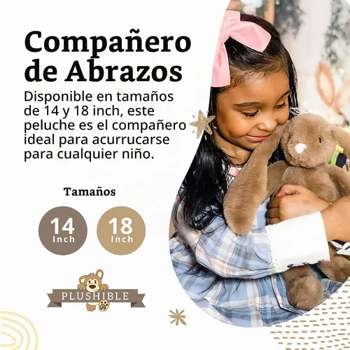 Vista 6 de Peluche de Pascua, peluche de conejo de Pascua de 14 pulgadas, conejo grande de peluche