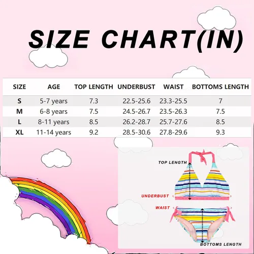 Vista 3 de Scuping Traje de baño de dos piezas con tiras degradadas para niñas