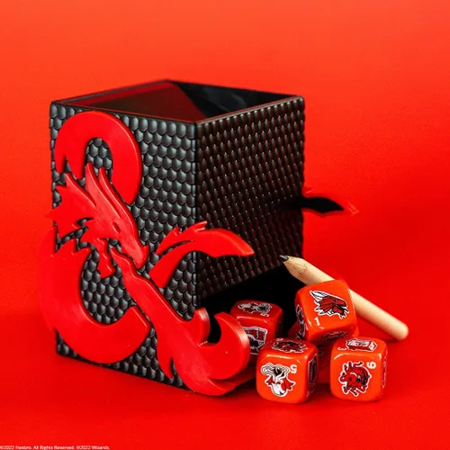 Vista 9 de YAHTZEE: Dungeons & Dragons Torre de dados coleccionables Dados con dragón, oso búho, cubo gelatinoso, imitador, desollador de la mente