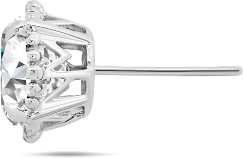 Vista 2 de Nicole Miller Fine Jewelry - Pendientes redondos de halo para mujer en plata de ley 925, piedra natal de 0.315in, con empuje hacia atrás