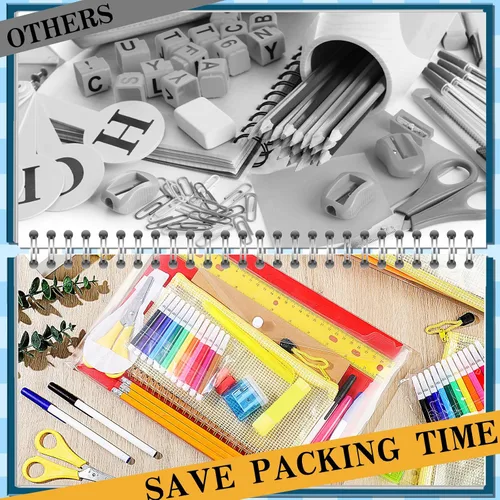 Vista 3 de PerKoop 24 juegos de regreso a suministros Kit a granel incluye cuadernos reglas para K-12 Essentials