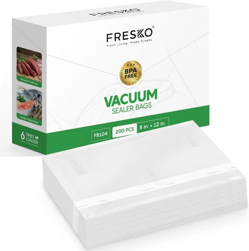 Vista 9 de FRESKO Bolsas selladoras al vacío, tamaño de pinta, paquete de 100 unidades de 6 x 10 pulgadas, selladores para aspiradora de comidas, seguras al