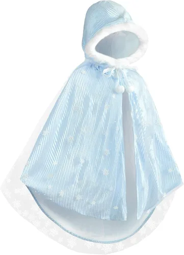 Vista 3 de Elsa - Disfraz de Elsa para niña, capa con capucha, vestido de princesa de Frozen para cosplay