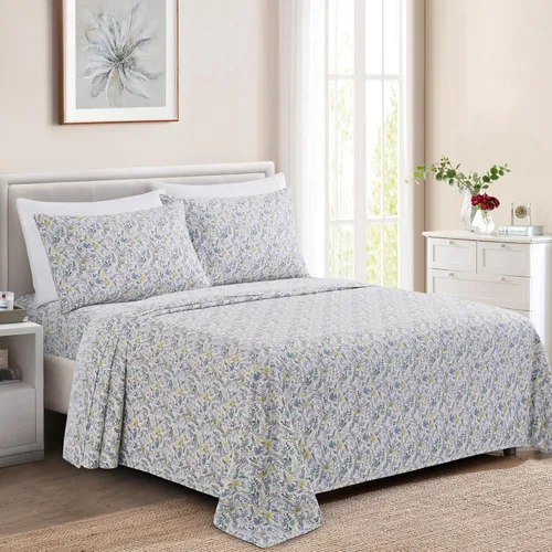 Vista 12 de Marina Decoration Ropa de cama ultra suave y sedosa con bolsillo profundo con estampado rico de rayón derivado de bambú para todas las estaciones