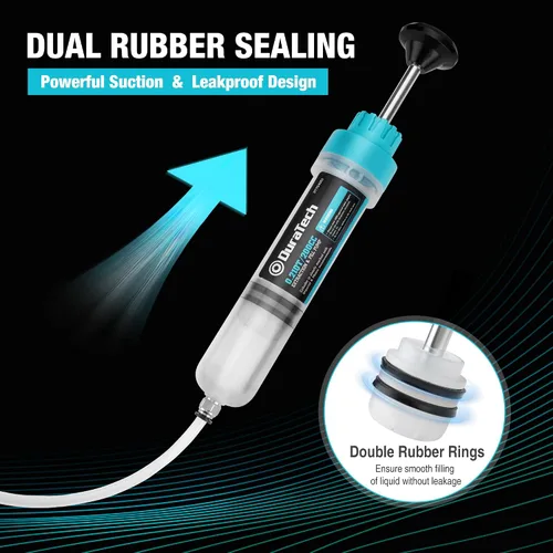Vista 4 de DURATECH Extractor de Líquido Automotriz de 200CC, Bomba de Líquido con Tubos de Extensión Largos, Jeringa de Aceite con Potente Succión, Bomba