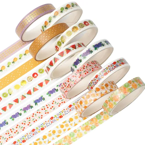Vista 8 de YUBBAEX Juego de 10 rollos de cinta washi brillante, 8 mm de ancho, de lámina dorada decorativa para álbumes de recortes, planificador, manualidades