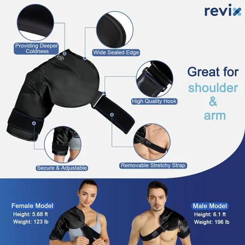 Vista 5 de REVIX Paquete de Hielo XL para Hombro Terapia de Frío para Manguito Rotador, Envolturas de Paquete de Hielo de Gel Reutilizable para Hombro