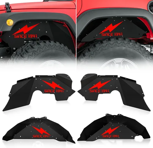 Vista 11 de YZONA - Forros de guardabarros interiores delanteros y traseros compatibles con Jeep Wrangler JK y JKU Unlimited 2007-2018 (2/4 puertas), cubiertas