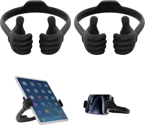 Vista 20 de Honsky Soporte para Teléfono Celular Paquete de 2, Soporte Perezoso para Teléfono Thumbs Up, Base Flexible Ajustable Universal para Todos los Negro