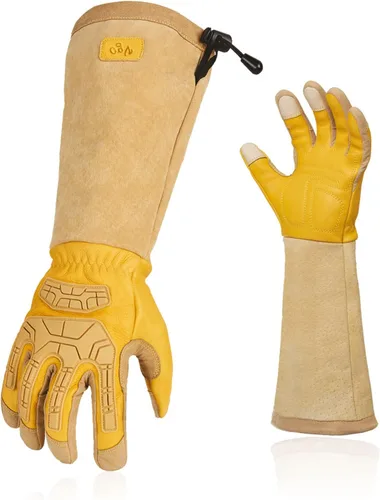 Vista 12 de Vgo... 1 par de guantes de jardinería, guantes de trabajo de seguridad, guantes de manga larga, a prueba de pinchazos, a prueba de espinas, pantalla