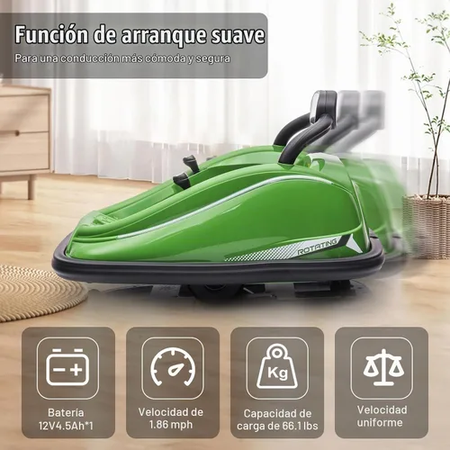 Vista 8 de Coche de parachoques eléctrico para niños de 12 V, con control remoto para padres Verde