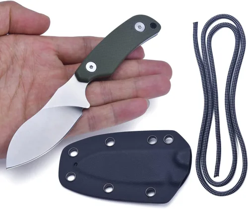 Vista 2 de Cuchillo de caza Survival EDC para hombres, cuchillo compacto de hoja fija de 5.87 pulgadas con vaina kydex vertical/horizontal, cuchillo de cuello