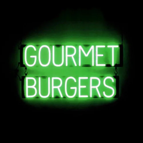 Vista 33 de SpellBrite HAMBURGERS Letrero para restaurantes Letreros relacionados con el comedor con aspecto de neón, luz LED roja 40.0 x 6.3 pulgadas Rojo