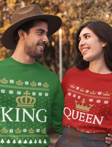 Vista 4 de King & Queen - Conjunto de sudadera a juego con corona de él y ella