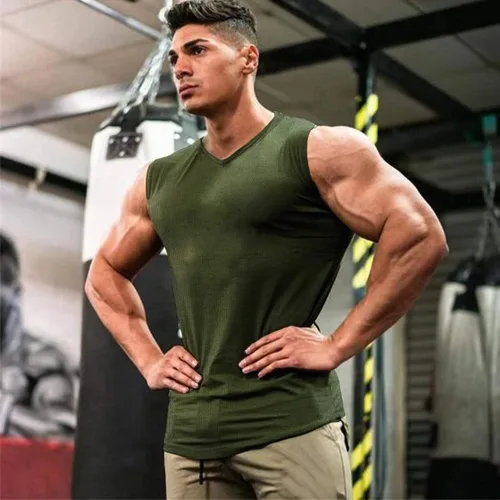 Vista 2 de COOFANDY Camiseta sin mangas para hombre, paquete de 3 camisetas sin mangas para gimnasio, cuello en V, culturismo, musculación
