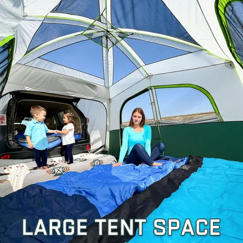 Vista 3 de JELUCAMP Tiendas de campaña SUV para acampar impermeables para 6 personas, tienda de campaña familiar para coche con accesorio para puerta trasera