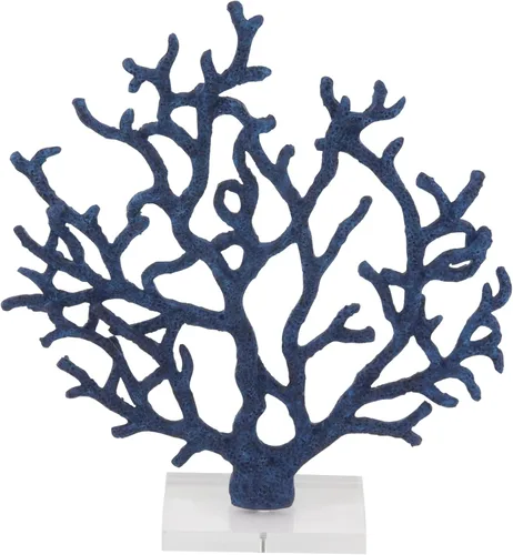 Vista 9 de Deco 79 Polystone - Escultura decorativa de coral texturizada, estatua porosa para decoración del hogar con base acrílica, figura decorativa de 10 x
