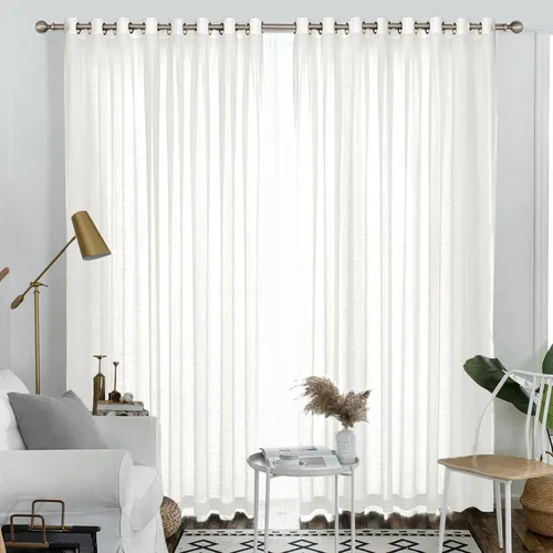Vista 28 de Melodieux Cortinas Semitransparentes Negras de 63 Pulgadas de Largo para Ventanas Pequeñas de Sala de Estar y Dormitorio con Aspecto de Lino Rústico