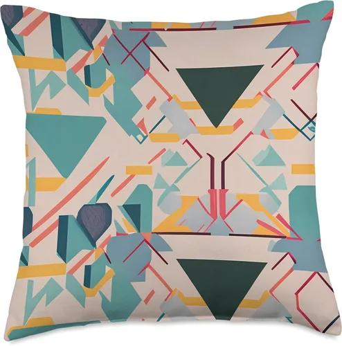 Vista 4 de Pure Pattern Paradise Colorful Abstract Geometric Pattern #064 Throw Pillow, 16x16, Multicolor