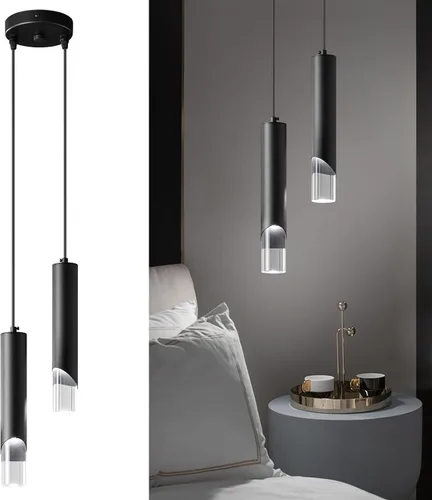 Vista 12 de Luces colgantes modernas en la cocina, mini lámpara colgante negra para dormitorio, mesita de noche, candelabro pequeño, lámpara colgante de techo