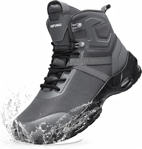 Vista 9 de Botas tácticas militares de los hombres de ancho impermeable 6 Negro