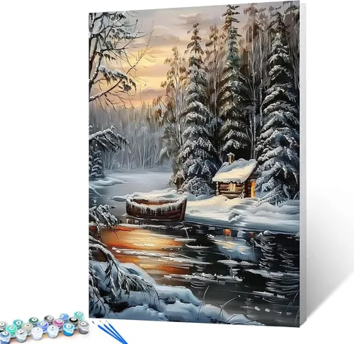 Vista 12 de Tucocoo Pintura enmarcada de árbol en forma de corazón por números para adultos principiantes, campo de rosas rojas al atardecer, kit de pintura
