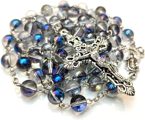 Vista 5 de Rosario Cuentas Chaplet Dazzle Cristal Artificial Rosery Cruz Regalos Católicos