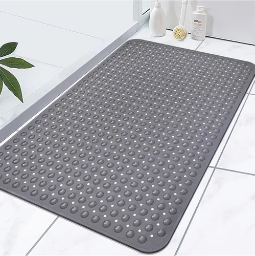 Vista 10 de Yonala - Tapete de ducha extra grande, antideslizante de 47.2 x 31.5 pulgadas para ducha interior con orificio de drenaje y ventosas, tapete