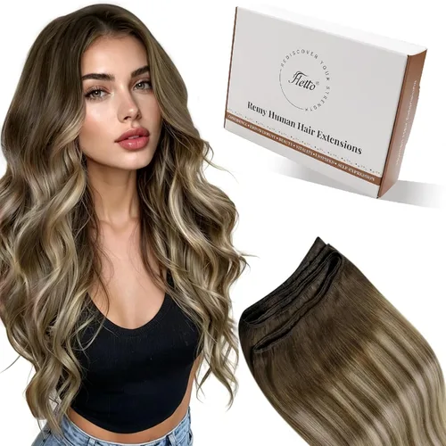 Vista 22 de Hetto - Extensiones de cabello humano real para coser, color negro azabache, #1, 12 pulgadas, 2.47 onzas Adhesivo suave, fuerte, uso diario