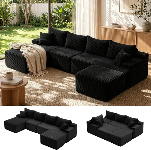 Vista 40 de Mangodan - Sofá seccional en forma de nube, sofá sin huesos para sala de estar, sofá seccional modular con asiento profundo, sofá esponjoso y cómodo