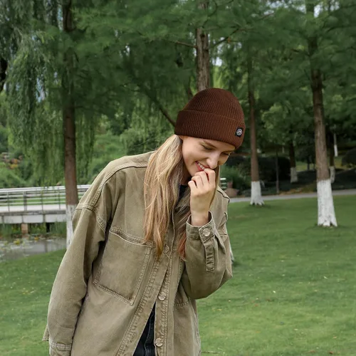 Vista 5 de Gorro para hombre con gorro de invierno con sonrisa, unisex, de punto, suave, cálido, con puños