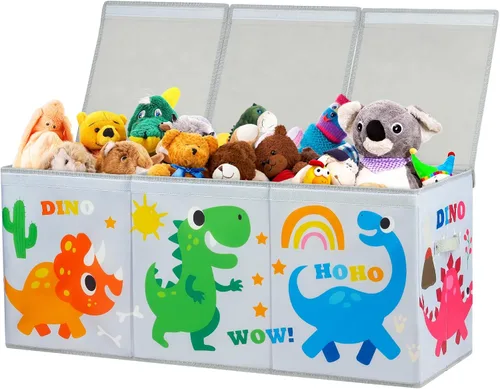 Vista 10 de decalsweet Caja de juguetes para niños, caja de almacenamiento de juguetes Oxford plegable con asas para niños, organizador de juguetes extra grande