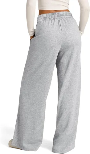 Vista 6 de eoeioa Pantalones deportivos de pierna ancha de gran tamaño para mujer, con cordón, cintura baja, pierna recta, pantalones holgados con bolsillo