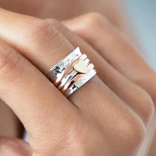 Vista 58 de Iumer - Anillo de zircón de dos piezas con incrustaciones de diamantes de imitación artificiales para mujer, talla 6-10.