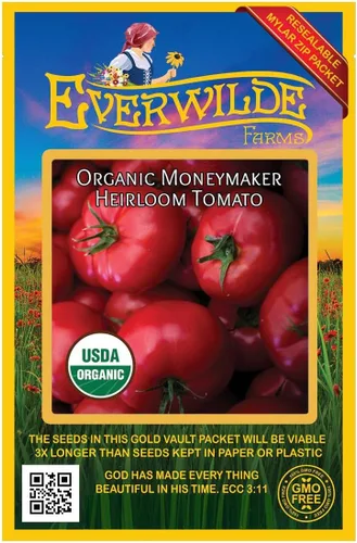 Vista 4 de Everwilde Farms - Semillas de tomate orgánicas Moneymaker de 1 onza - Paquete Gold Vault