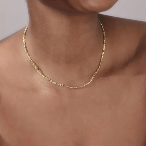 Vista 2 de CAROVO Gargantilla para mujer, delicado collar chapado en oro de 14 quilates, con lentejuelas y puntos brillantes, caja de clip satélite, collares