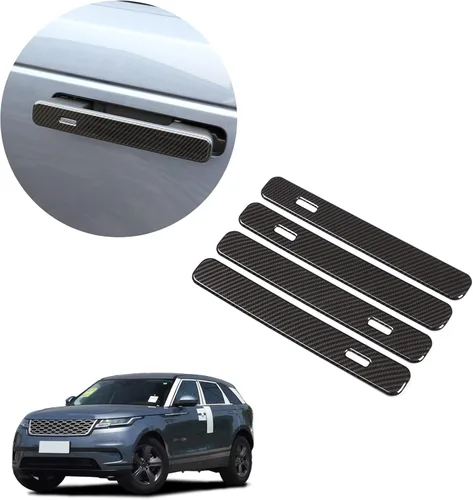 Vista 8 de 4 unids fibra de carbono ABS cromo para Land Rover Range Rover VELAR 2017 2018 coche exterior puerta manija accesorios