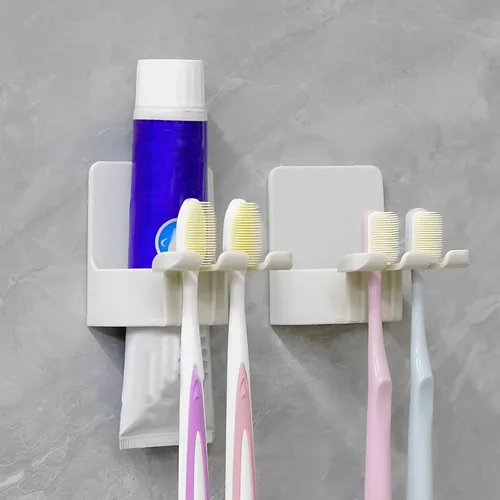 Vista 14 de 2 soportes autoadhesivos para cepillos de dientes montados en la pared, gancho para cepillos de dientes a prueba de agua, 3 en 1 con soporte